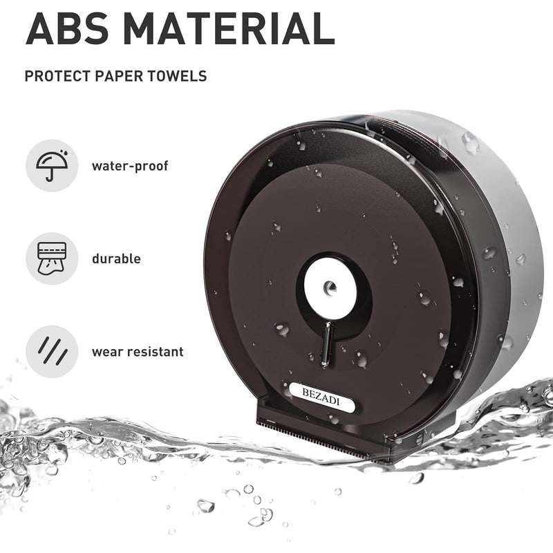 Jumbo Roll Toilet Paper Dispenser Wall Mount Waterproof No-Drill for Restrooms with Lock ABS Black 51018 Black-1