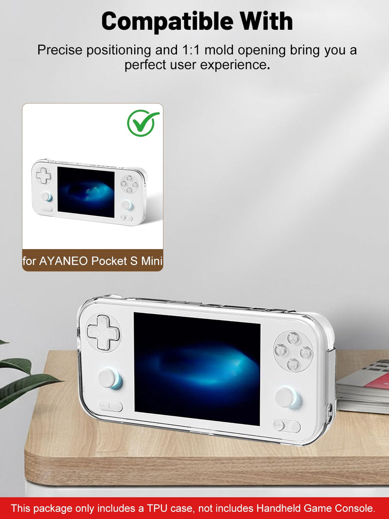 TPU Protective Case for AYANEO Pocket S mini Handheld Game Console, Full-Body Protective Cover with Precise Cutout, Shockproof Dustproof Protector Sleeve & Scratch-Resistant Sleeve (Clear) Clear
