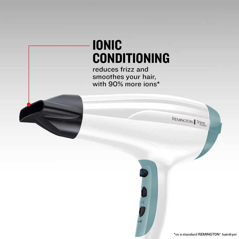 Remington Shine Therapy Hair Dryer (Ionic, 90% more Ions for Frizz Free Shine, Powerful, Fast Professional Drying, Diffuser, Concentrator, 3 Heat / 2 Speed Settings, Cool Shot, 2300W) D5216 | Powerful Fast Professional Drying, Includes Diffuser and Con...