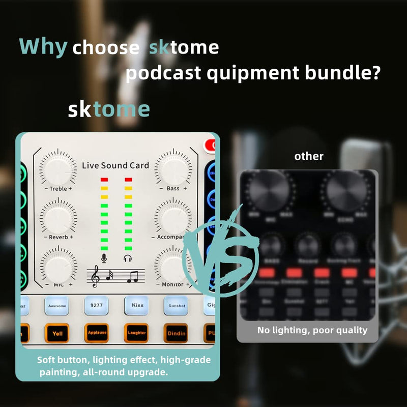 Podcast Equipment Bundle, BM-800 Podcast Microphone Bundle-Voice Changer with Mic Arm-Studio Condenser Microphone for Phone, PC, DJ, Perfect for Video Recording, Streaming Media, Gaming and Singing M8 Podcast Kit