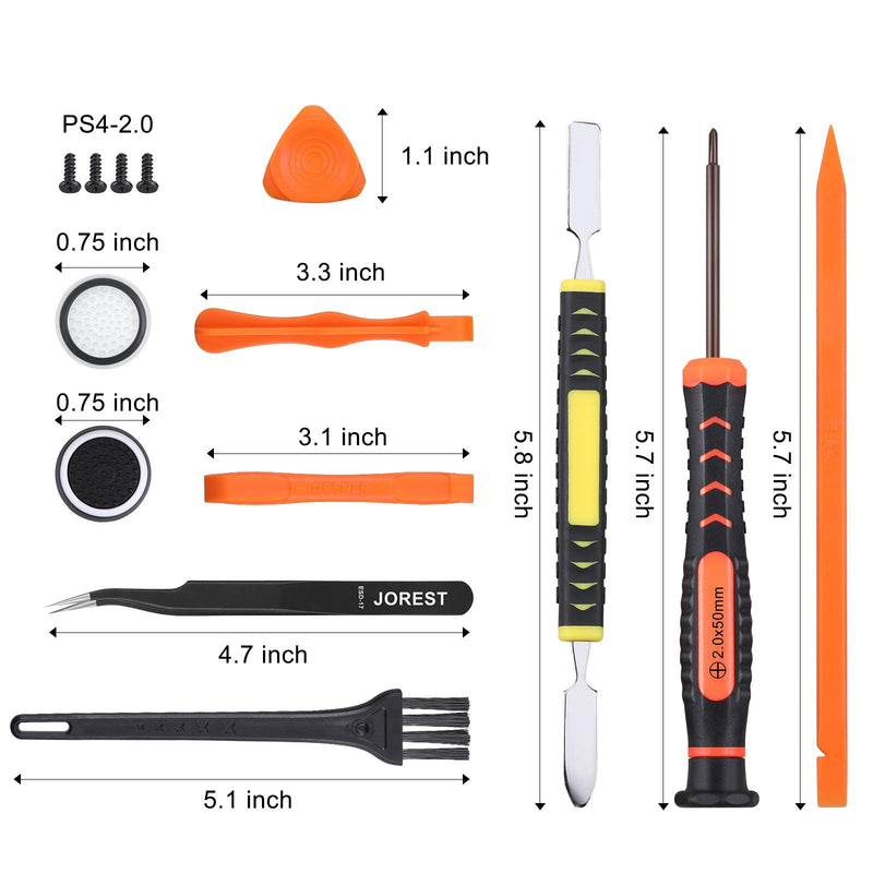JOREST Cleaning Repair Tool Kit for PS5 PS4, with PH00 PH0 PH1 Phillips and T8 Torx Security Screwdriver set for Sony Playstation 3/4/5 Controller, Console, and Accessories, Crowbars, Tweezer, Screws PS