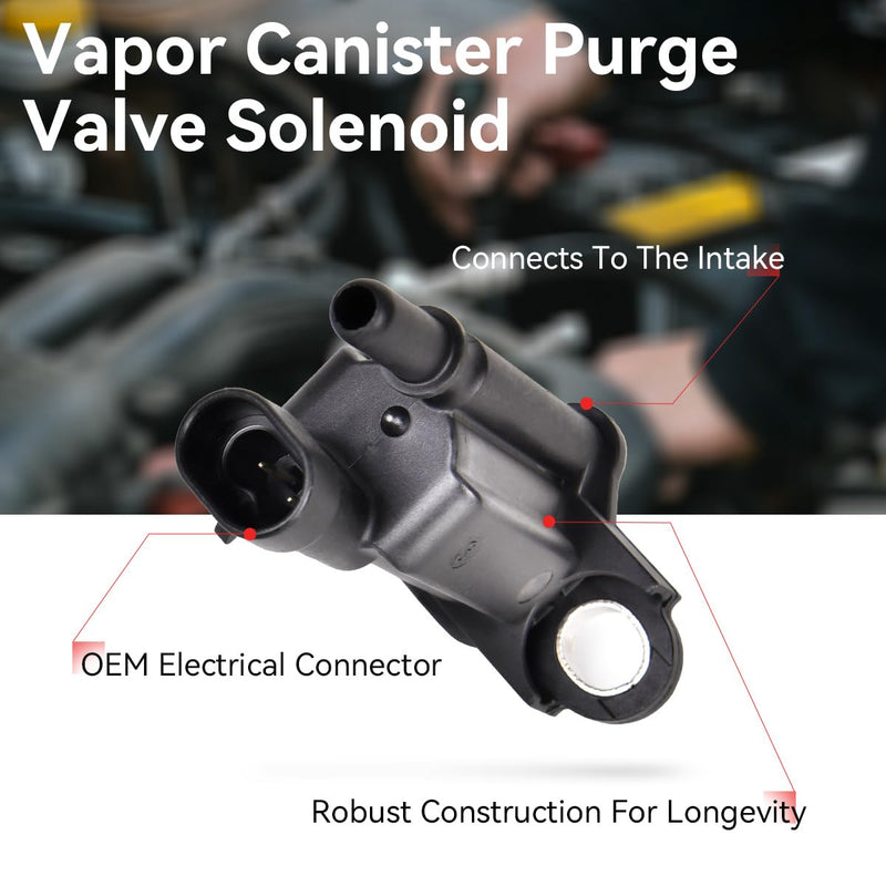 Vapor Canister Purge Valve Solenoid EVAP Purge Valve Compatible with Cadillac STS XLR Chevy Avalanche Equinox Express Silverado 1500 2500 3500 GMC Savana Sierra Yukon Replaces 214-1105 12581282