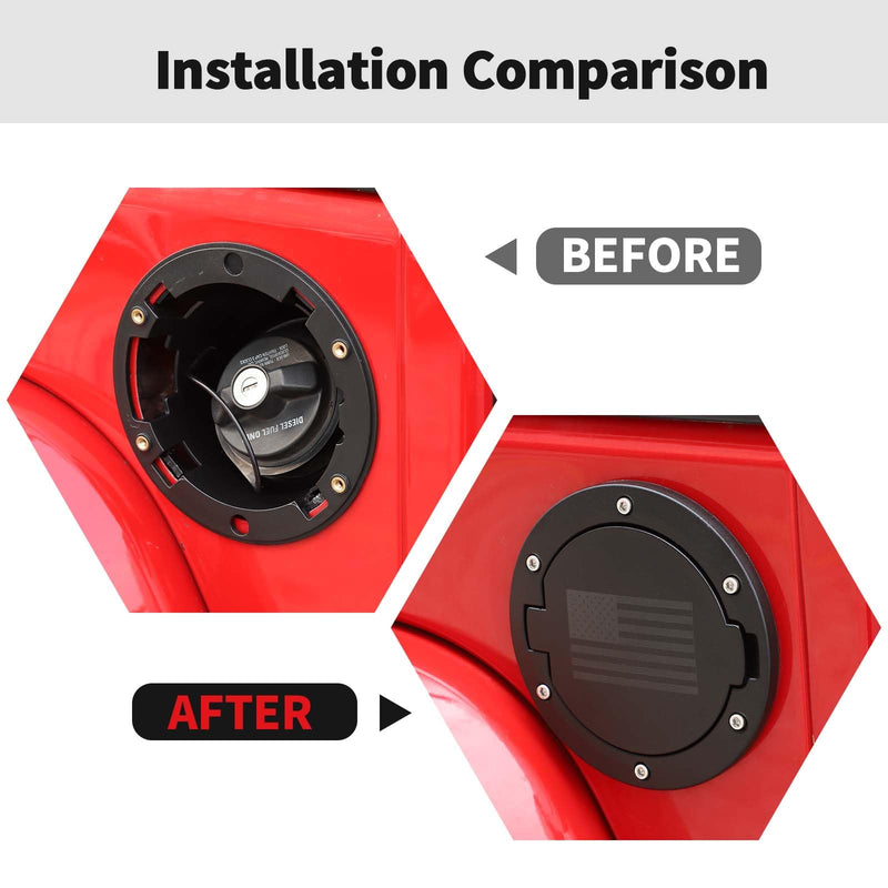 RT-TCZ Fuel Filler Door Gas Tank Cap Cover Accessories for 2007-2017 Jeep Wrangler JK & Unlimited Sport Rubicon Sahara (US Flag) US Flag
