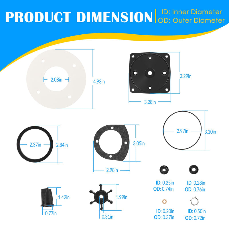 Replace for Jabsco 37040-0000 Marine Toilet Service Kit Fit for Jabsco 37010 Series