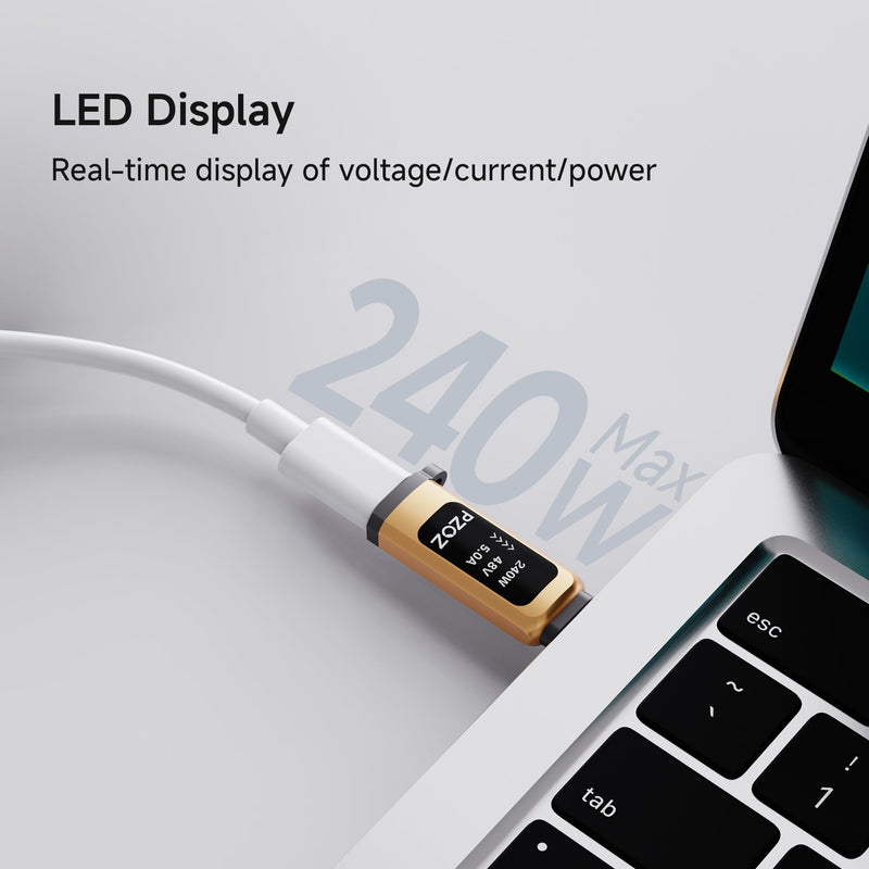 pzoz USB C Extender Adapter, 240W PD 3.1, 40Gbps Data, 8K@60Hz | Extend USB-C connections with 240W PD charging, 40Gbps transfer, 8K video, LED display and Thunderbolt 4/3 support. 2