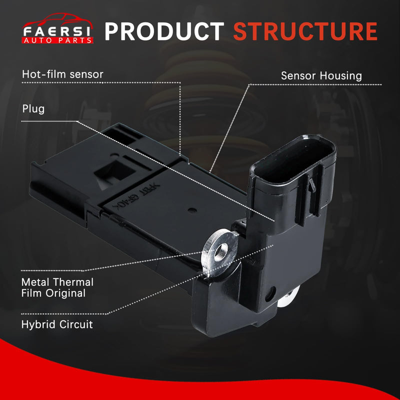 FAERSI Mass Air Flow Sensor Meter MAF Compatible with Honda Accord 2004-2007 2.4L L4, 2005-2007 3.0L V6 Electric/Gas, 2008-2012 3.5L V6 Replace#MAF0033, ‎37980-RAD-L11, 37980-RNA-A01