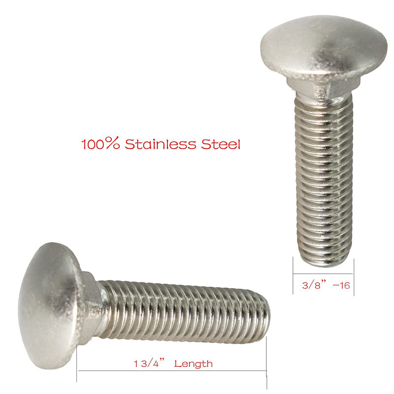 3/8 in.-16 x 1-3/4 in. 18-8 Stainless Steel Carriage Bolts (25 Pieces) by SANTIE 3/8"-16 X 1-3/4"(25pc)
