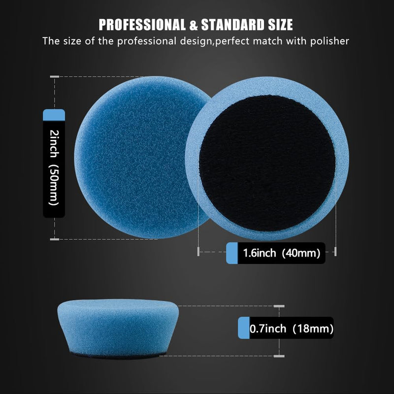 SPTA Mini Polishing Pads Set, 21pcs 1.6 inch/40mm Sponge & Wool Buffing Pads, Car Detail Polishing & Waxing Kit, Mix Colors, Small Area 1.6inch (40mm)