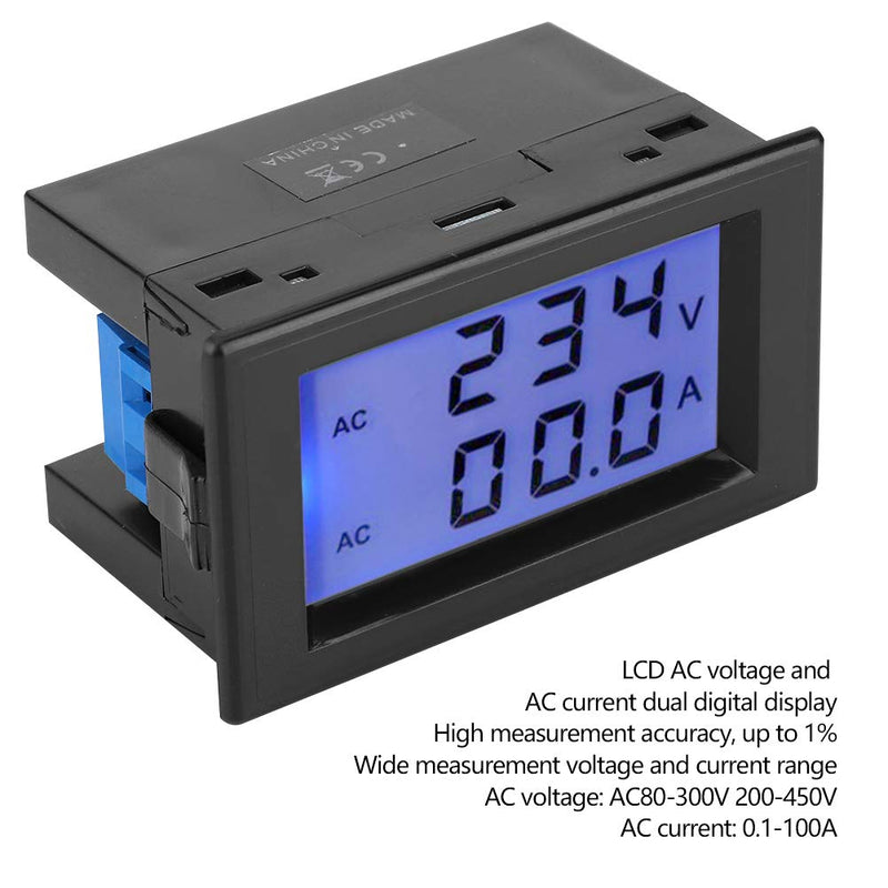 D85 Digital Meter, LED Digital Voltmeter Ammeter, D85-2042A LCD Display Digital Current Voltage Power Energy Meter Multimeter Ammeter Voltmeter with 100A Current Shunt