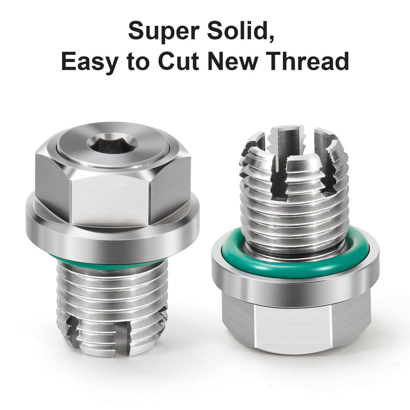 M14.1-1.5 x 15mm Oversize Piggyback Oil Drain Plug, Stainless Steel Self Tapping Oil Pan Thread Repair Kit M14.1-1.5 x 15mm