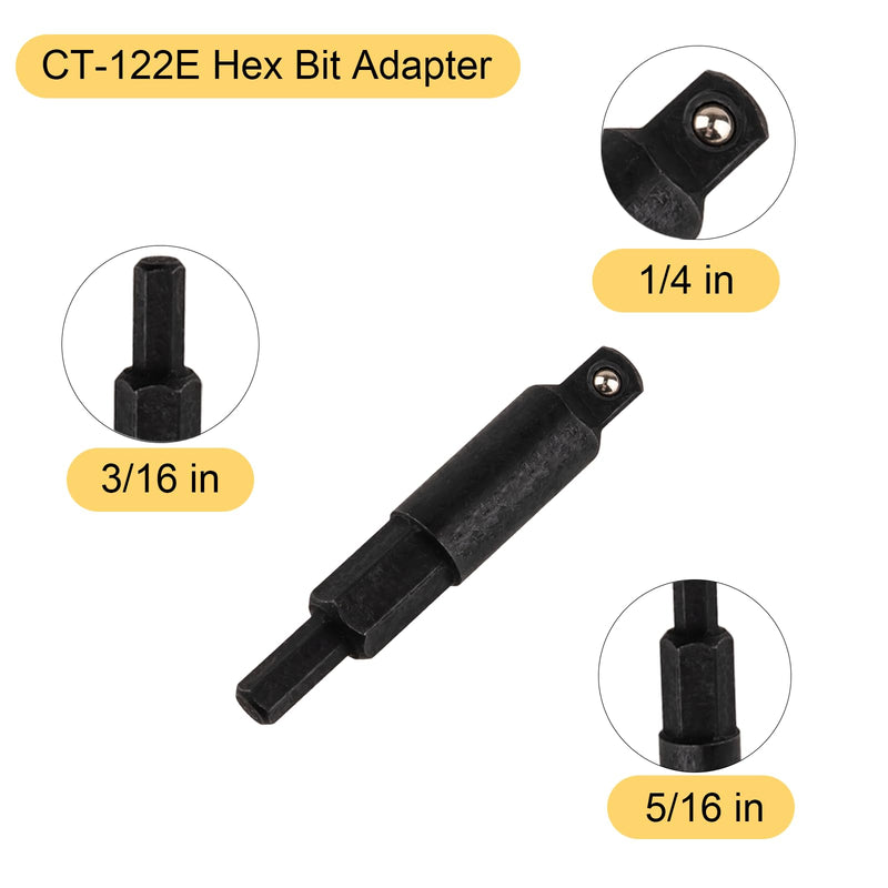 Valve Core Remover Installer Tool and HVAC Service Wrench Set with Hex Bit Adapters, Dual Size SAE 1/4 to 5/16 Port, 5/16'', 3/8'' Refrigeration Service Wrench, 10 Valve Core