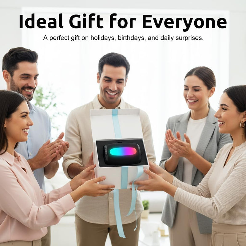 Portable Bluetooth Speaker, School Supplies: Powerful Stereo Sound, 36H Playtime/IPX5 Waterproof/8 Light Modes/Wireless BT5.3/TWS Pairing, for Outdoor/Beach/Camping/Travel/Party/Home, Birthday Gifts Black