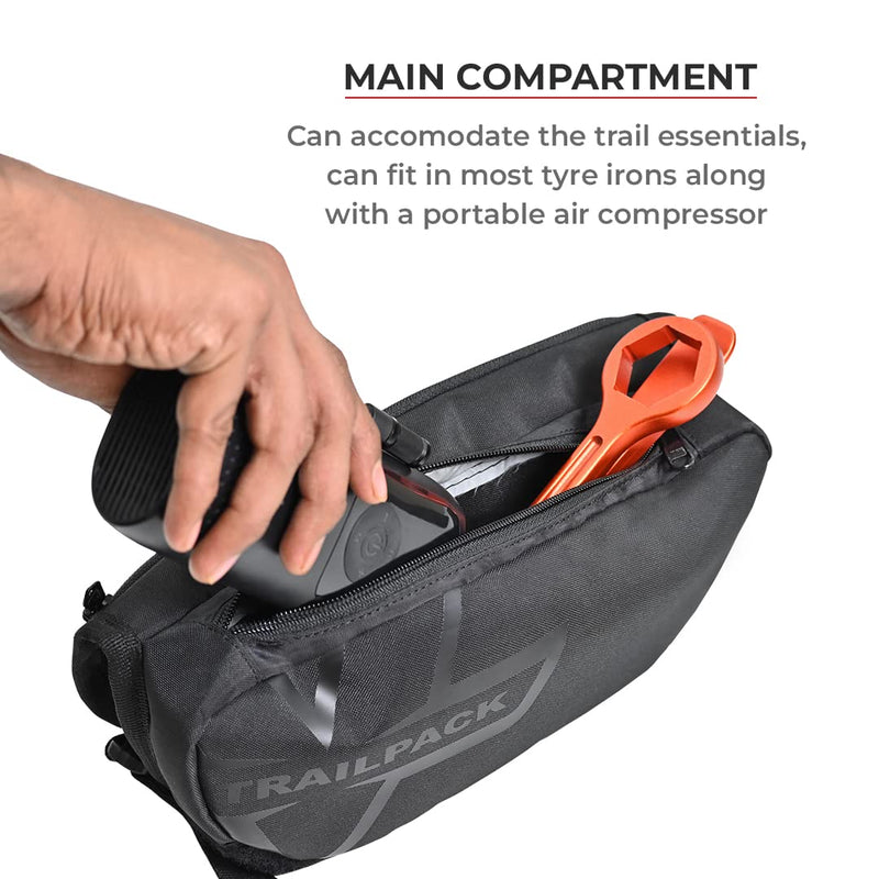 ViaTerra Crossbar Handlebar Trailpack | Universal Fit for Any Motorbike, Dirt Bike & Snow Bike WITH CROSSBARS | 1L Black