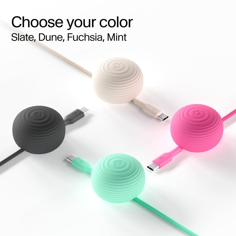 Twelve South CableStay USB-C Cable & Weighted Anchor – 5-ft (1.5 m) USB-C to USB-C 60W Charging Cable, Desk Cable Holder for iPhone, iPad, AirPods, MacBook Air, and More (Slate) Slate