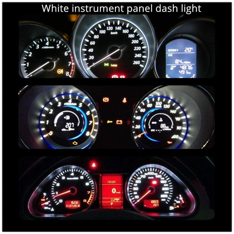 WLJH Bright White Instrument Cluster Panel Gauge Speedometer Tach Oil Pressure Fuel Temp Clock Indicator Bulb Full Led Light Kits Package Replacement for Jeep Wrangler 1987-1991