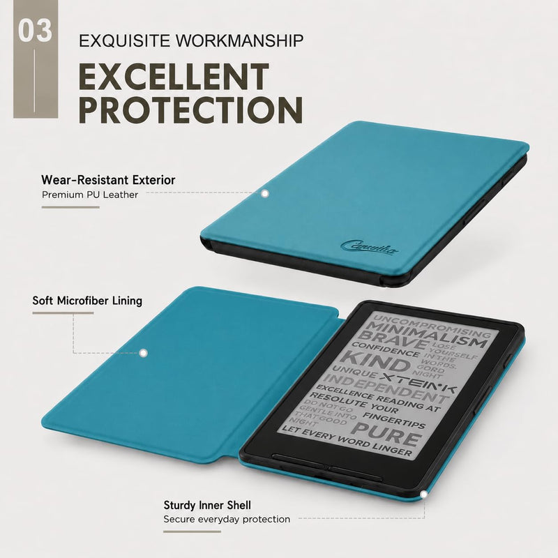 Magnetic PU Leather Case for Xteink X4, xtrons Lightweight Protective Cover | Soft Waterproof slim protective shell cover Forest green