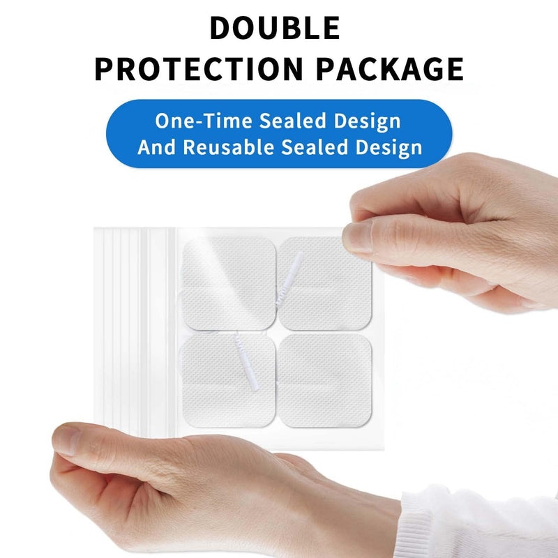 TENS Unit Electrode Pads, 20PCS 2"x2" Adhesive Electrodes Pads, TENS Unit Pads Replacement with Plug 2.0 mm for TENS Machine, Reusable and Latex-Free