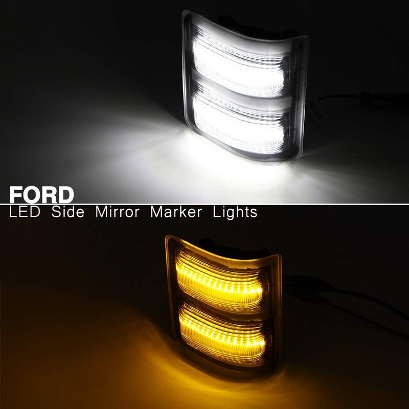 Led Side Mirror Marker Lamp For Ford F250 F350 F450 F550 2008 2009 2010 2011 2012 2013 2014 2015 2016 Super Duty Switchback White Led Driving Parking Light Amber Led Turn Signal Light Smoke Lens clear lens