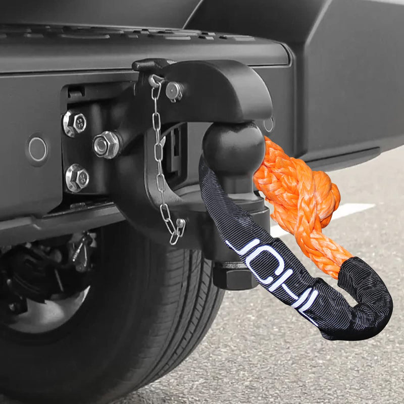 Soft Shackle Synthetic Road Recovery Rope 1/2' X 23 Inch 56000LBS Breaking Strength Tow Shackles for Sailing SUV Off Road Towing ATV Recovery 2 Pack 2xSoft Shackles