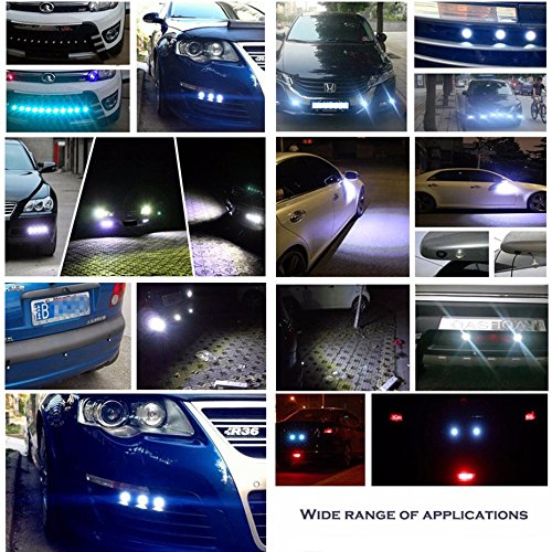 LEADTOPS 10Pcs 18mm 12V Eagle Eye LED Car Fog DRL Daytime Running Light Backup Reverse Tail Rock Lights Small bulb (White, Black Case) White light