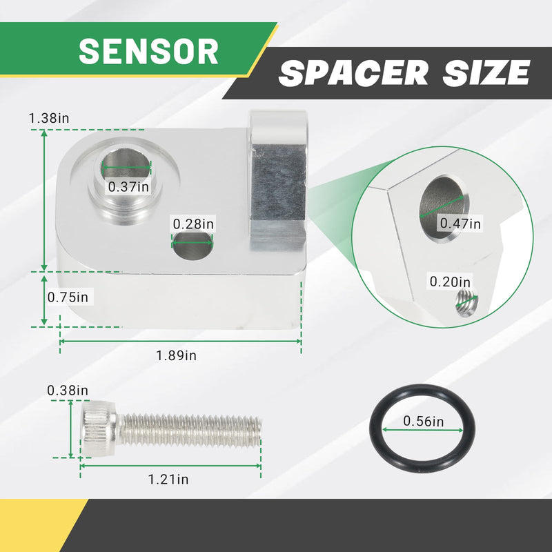 Silver Spacer Kit + Intake Air Pressure and Temperature Sensor Fit for GMC Sierra Chevrolet Silverado 2500HD 3500HD 6.6L Diesel Engine 2017-2024 Replace 12681993 Manifold Pressure (MAP) Sensor