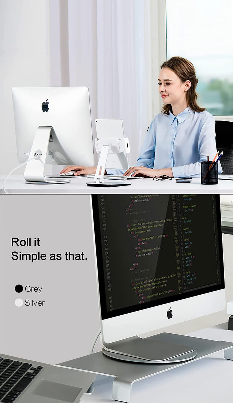 360° Rotation Monitor Stand, Grey Aluminum Alloy, Wide Compatibility for iMac, Laptop, Potted Plants, Arts & Crafts and More