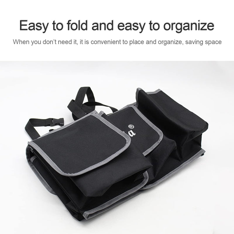 Car Trunk Organizer and Storage, Backseat Hanging Organizer for SUV, Truck, MPV, Waterproof, Collapsible Cargo Storage Bag with 4 Pockets, Car Interior Accessories (Black) Black
