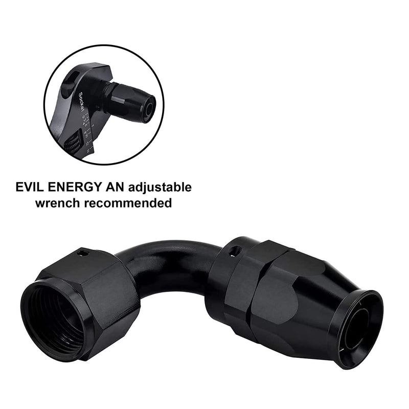 EVIL ENERGY 6AN PTFE Hose End Fitting 90 Degree Black for PTFE Hose Only 2PCS 90Degree