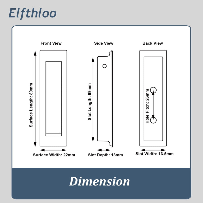 4 Pack Stainless Steel Recessed Pocket Door Pull Handle, Flush Mount Sliding Door Hardware with Hidden Finger Design, Used for Modern Furniture & Interior Doors, Brushed Brass 4 Pack