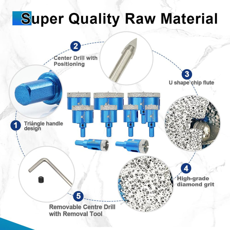 Dry Diamond Core Drill Bit with Pilot Bit - 4" Diamond Tile Hole Saw with Triangle Shank for Porcelain Tile Ceramic Stone Granite Marble 100MM 2