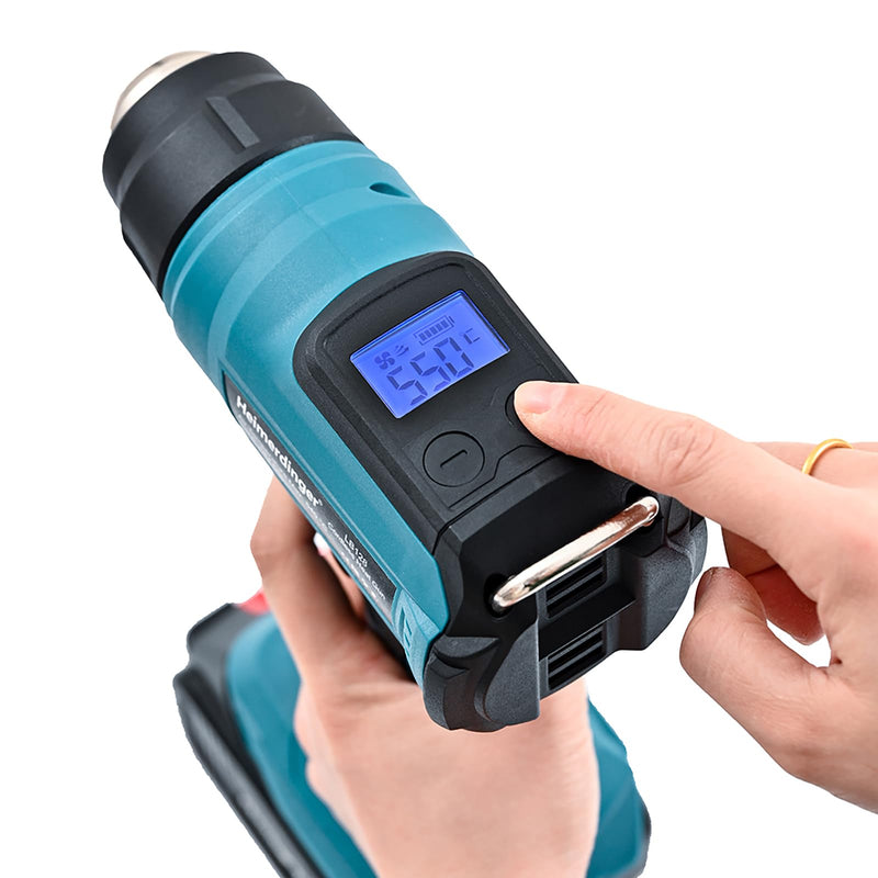 Cordless Heat Gun Compatible with Makita 18V Battery, Max 1202°F Heavy Duty Hot Air Gun with Overload Protection,Fast Heating for Crafting, Shrink Tubing,Vinyl Wrap Lcd Digital Variable Temperature