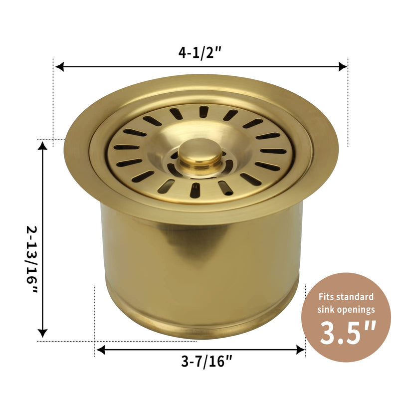 Akicon Kitchen Sink Brass Gold Finish Garbage Disposal Flange Stopper, One Size Disposal Rim, Fit 3-1/2 Inch Standard Sink Drain Hole 2.85" Height Brushed Gold