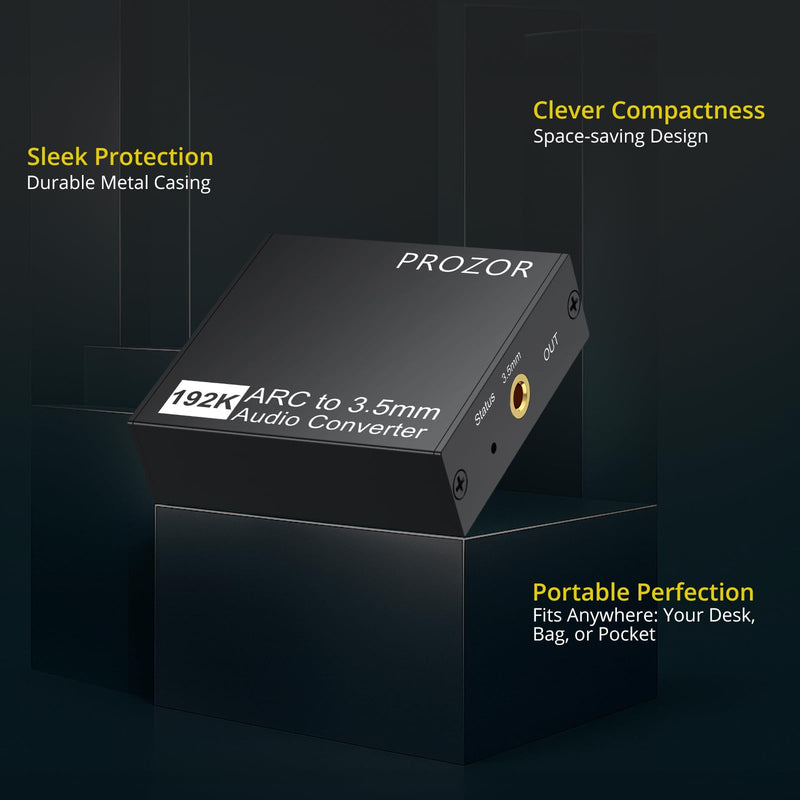 PROZOR 192KHz HDMI ARC to 3.5mm L/R Audio Adapter, 3.3ft/1m ARC Audio Extractor, TV HDMI(ARC) to RCA Converter with 3.5mm to RCA Cable, Adjustable Volume(CEC), for TV to Speaker Amplifier Soundbar HDMI-ARC to R/L