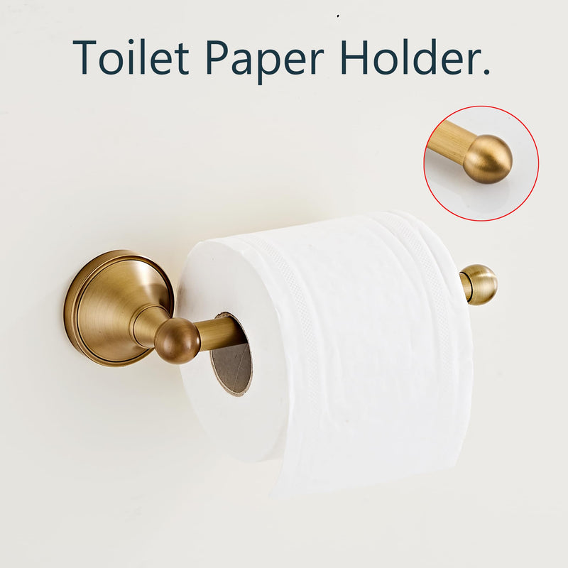 Antique Toilet Paper Holder Towel Ring,Brass Stainless Steel Hand Towel Holder Tissue Roll Holder,Hand Towel Holder Roll Paper Hanger Bathroom Hardware Wall Mounted Vintage 2 Pieces Brass 2