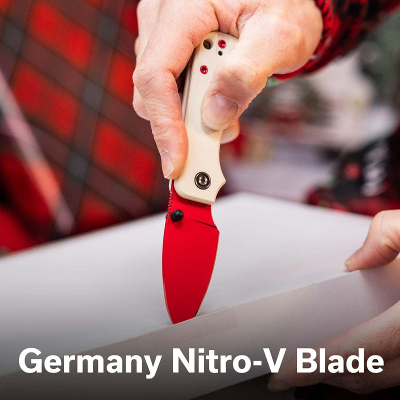CIVIVI Baby Banter Pocket Knife for EDC, Ben Petersen Folding Knife with 2.34 in Nitro V Steel Blade G10 Handle, Titanium Thumb Stud Opener C19068S-7(Red) Red G10