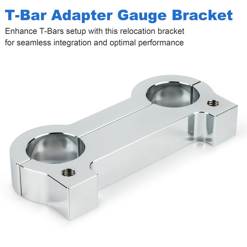 T-Bar Riser Adapter Speedometer Gauge Mount Bracket Relocation Kit Fits 1 1/4" Handlebar Clamp for Harley-Davidson Sportster XL883 XL1200 Dyna FXD