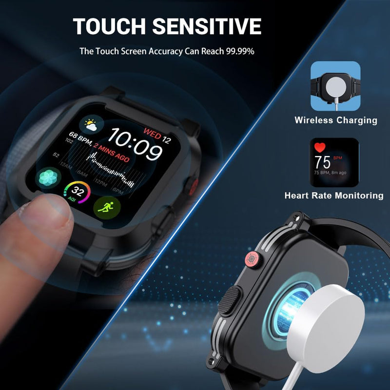 for Apple Watch Waterproof Case 38mm 42mm 40mm 44mm 41mm 45mm, IP68 Waterproof Case for iWatch Series 8 7 6 5 4 3 2 SE SE2, 360° Water proof Shockproof Smartwatch Bumper with Band,Black 38mm waterproof case