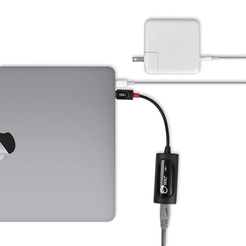 SIIG USB Type C to Gigabit Ethernet Adapter - 10/100/1000 Mbps LAN adapter for Windows and Mac Systems, Thunderbolt 3 (Black) Black - USB C