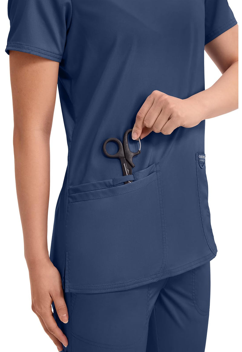 Cherokee Medical Women's Scrub Top V-Neck Modern Classic Fit with 3 Pockets, Ultra Soft and 2-Way Stretch Fabric - WW620 Medium Navy