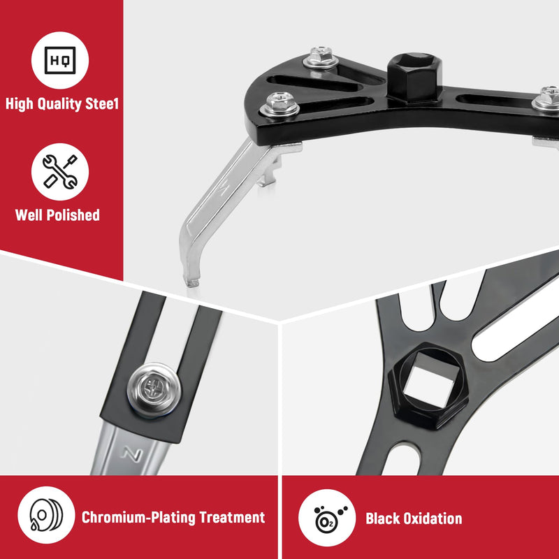 Universal Fuel Pump Removal Tool, Adjustable Fuel Pump Lock Ring Tool with 3 Arms, 5.2” to 7.17” Fuel Lid Tank Cover Collar Ring Removal/Install Tool with 1/2” Ratchet Drive 3-Jaw