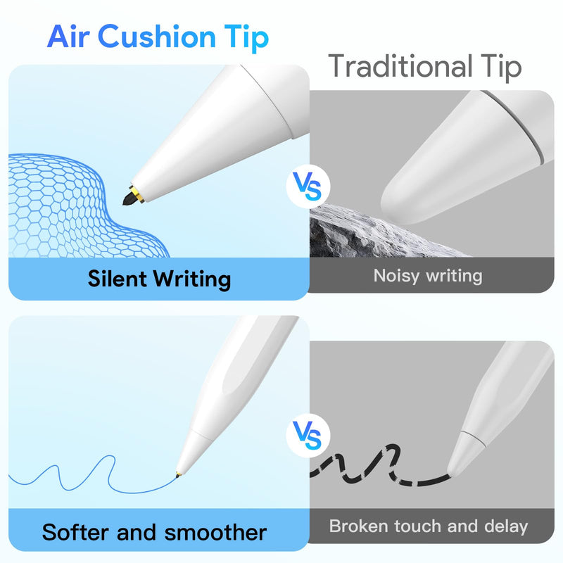 MEKO Stylus Pen for iPad 2018-2026, Ultra-Quiet Apple iPad A16 Pencil | 15H Battery Life, Silent Writing Design, Palm&Tilt, for iPad 6-11, Pro 11"/12.9"/13/M4/M5, Air 3/4/5/M2/M3, Mini 5/6/7