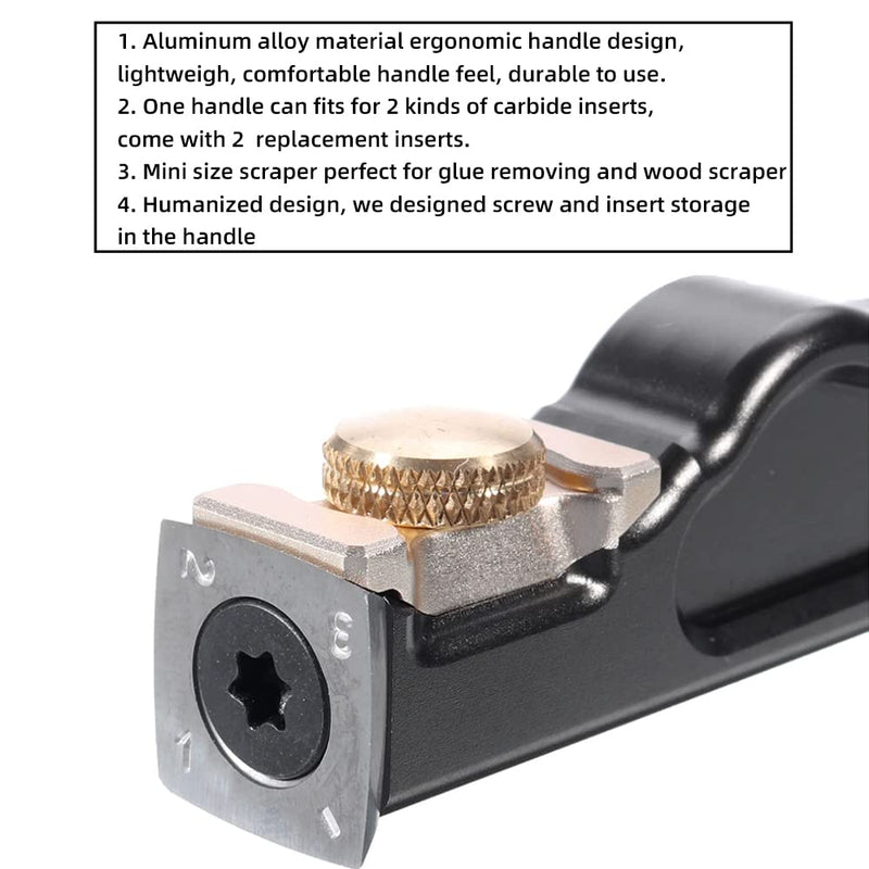 HONGDUI 2 in 1 Carbide Scraper, Aluminum Alloy Wood Scraper for Glue and Wood Surface Scraping, Woodworking Tool