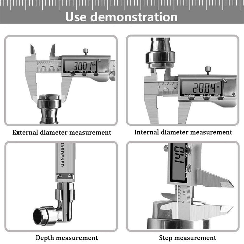 Digital Caliper Measuring Tool, Stainless Steel Vernier Caliper Digital Micrometer with Large LCD Screen, 6 Inch Caliper Tool for DIY/Household, Auto-Off Feature, Inch and Millimeter Conversion RO-04
