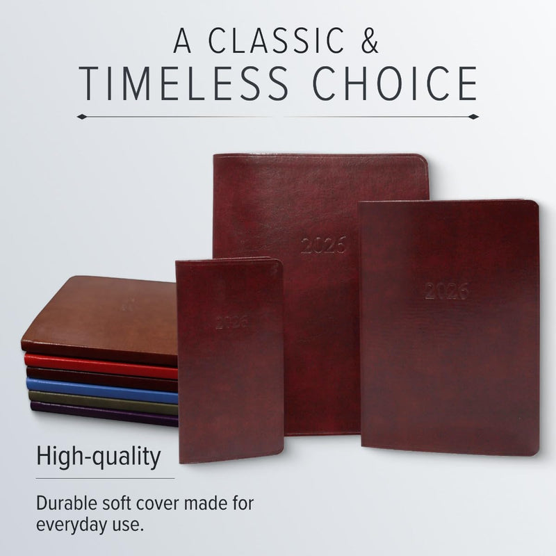 Gallery Leather Large Monthly Planner 2025-2026, Elegantly Bound Calendar Planner and Notebook with Stylish Gold-Gilded Page Edges, 18 Months - Acadia Wild Rose - 9.75x7.5" Large 2025-2026
