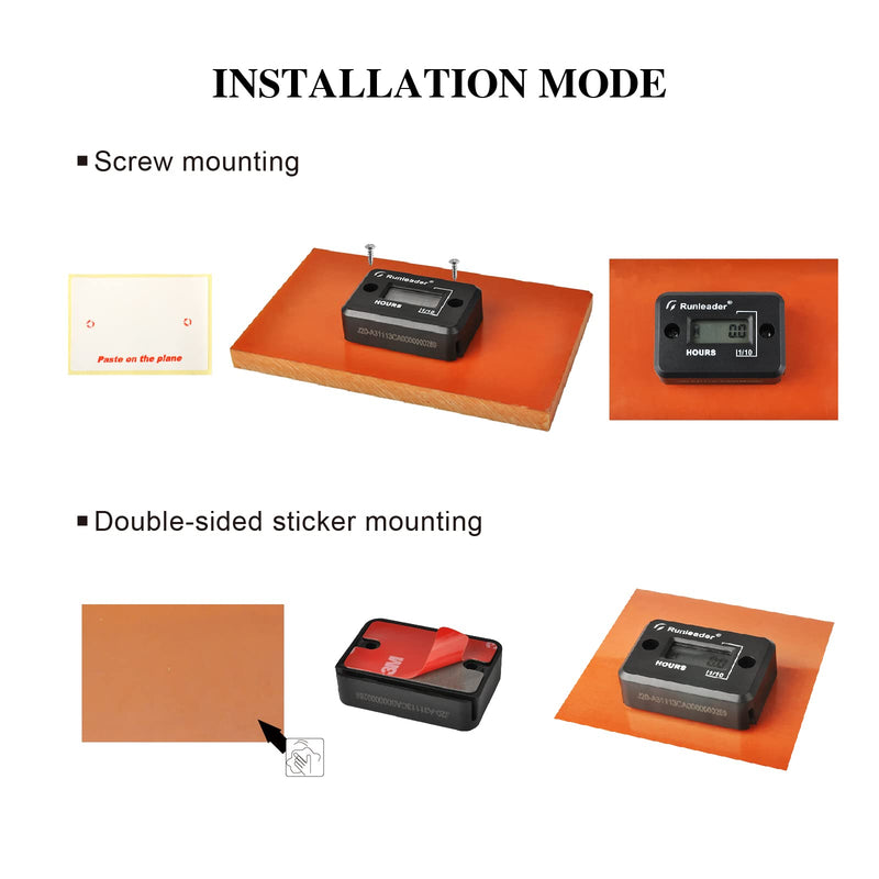 Inductive Waterproof Hour Meter,Epoxy Resin Plastic Seal use for Gas Engine Lawn Mower Generator Pressure Washer Marine ATV Boat Outboard Motor Dirt Bike Motorcycle