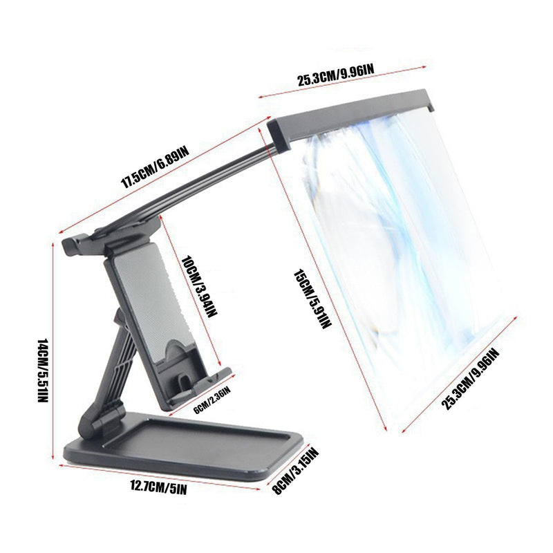 Phone Screen Magnifier | HD Smartphone Amplifier - Adjustable Phone Magnifying Screen with Foldable Stand,for Women Men Kids Video TV Game Video Viewing