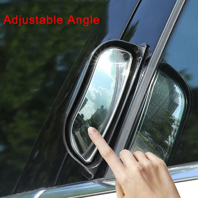 2Pcs Back Passenger Rear View Mirror Adjustable Blind Spot Mirror,Real Glass,Car SUV Side View Mirror With Convex Surface Stick on B-Pillar for Second Row Door Safely Get-Off (Black frame, 2 PCS) Black frame