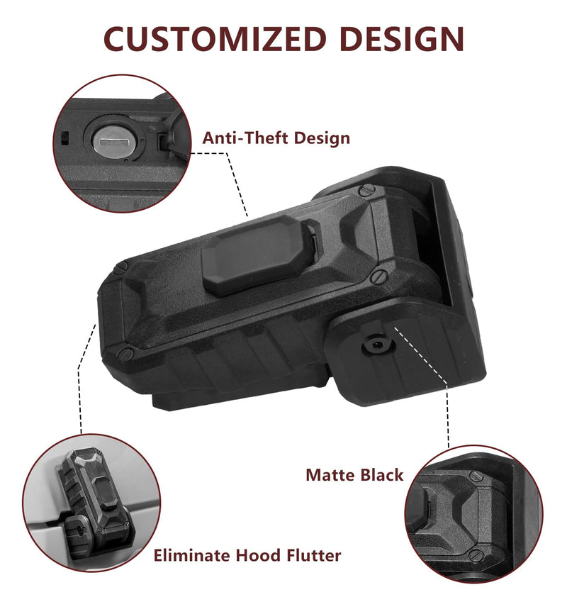 Locking Hood Latch with Keys, Jeep Hood Latch Compatible with 2018-2025 Jeep Wrangler JL JLU Jeep Gladiator JT, Anti-Theft Hood Lock Catch Latch Accessories, Dust & Water Resistant, 1 Pair(Not for JK) OEM Style - For 2018-2025 Jeep JL JLU JT