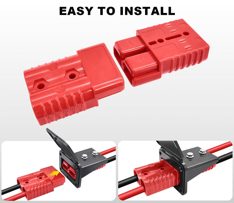GZSH Anderson Plug 2PCS 175A Quick Connect Wire Connectors with Mount and Cap 4-1/0 AWG Battery Quick Disconnect 12V-36V Battery Quick Connect Waterproof SB175 for Car RV Trunk Boat Winch