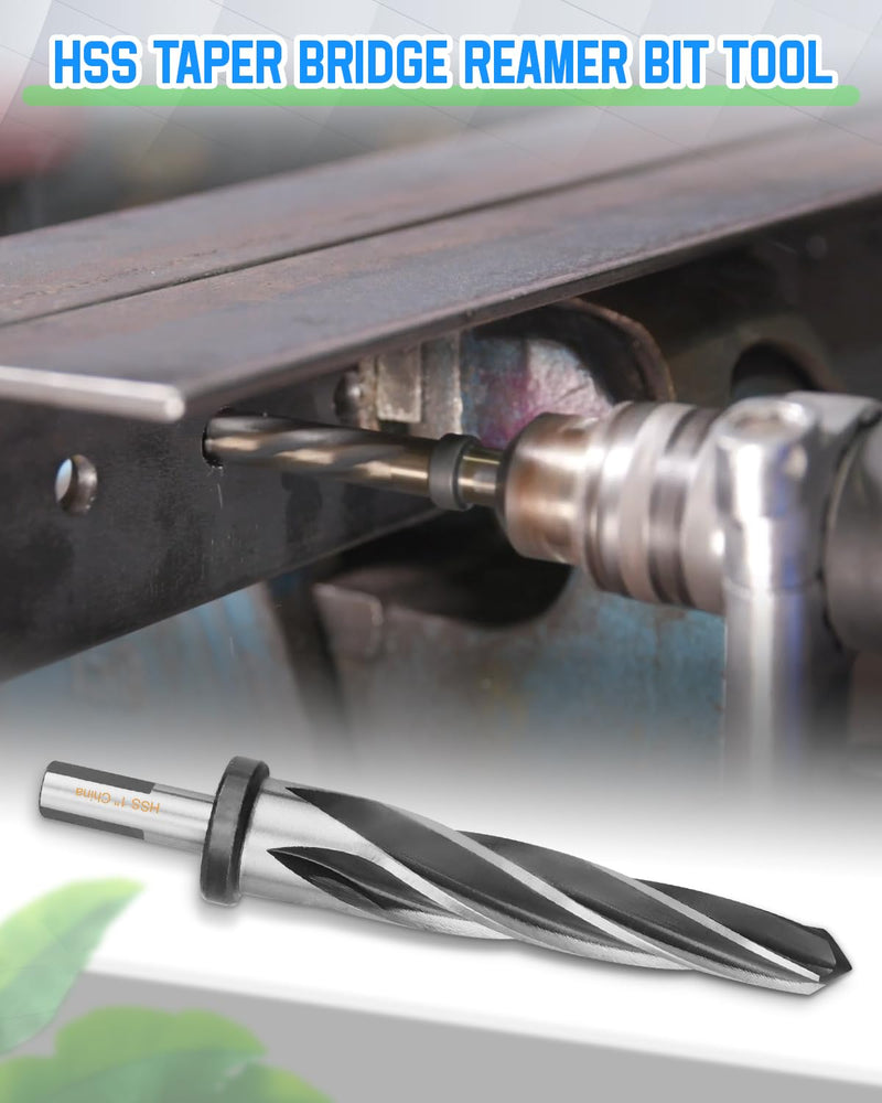 1" Drill Bridge/Construction Reamer Bit with 1/2" Non-Slip Shank M2 HSS Taper Chucking Reamer Bit Tool for Steel Metal Wood Alloy Drilling Hole 1 in